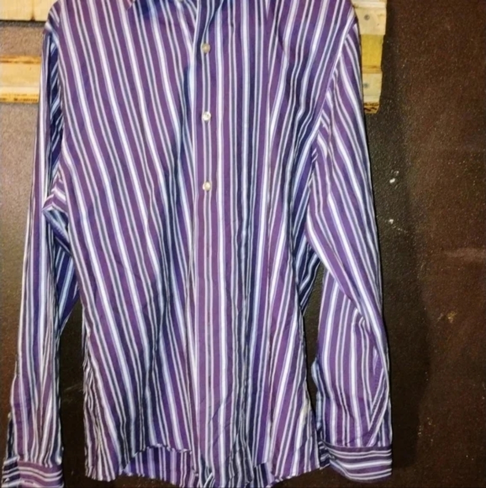 Apt. 9 Men's Purple and White Striped Shirt